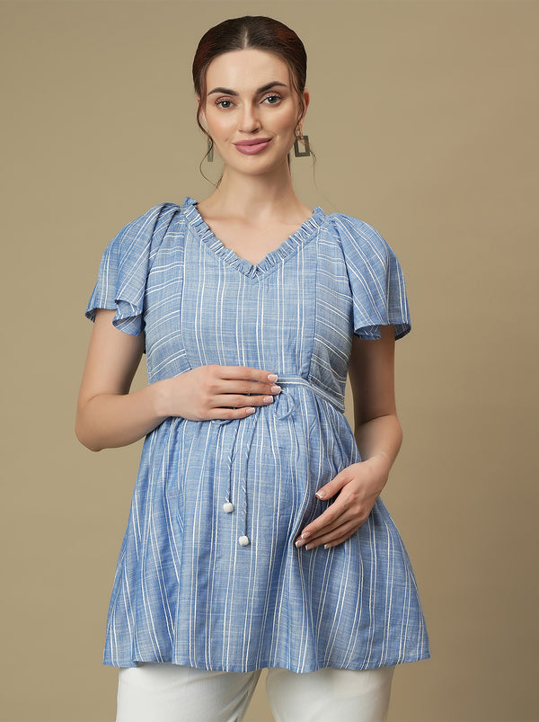 Maternity Comfy Blue Peplum Top