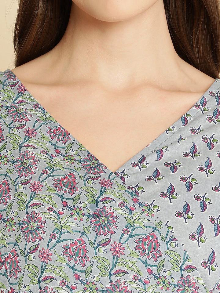 Maternity Cotton Angrakha Kurta with Dupatta