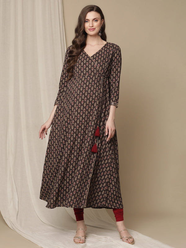 Women's Printed Cotton Anarkali Kurti... | Cotton anarkali, Sleeves pattern,  Kurti designs latest