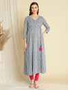 2pc. Maternity Nursing Floral Block Print Cotton Angrakha Kurta with Dupatta
