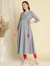 2pc. Maternity Nursing Floral Block Print Cotton Angrakha Kurta with Dupatta
