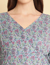 2pc. Maternity Nursing Floral Block Print Cotton Angrakha Kurta with Dupatta