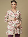 Maternity Cotton Angrakha Kurti with Leggings Co-ord Set