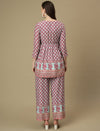 Maternity Cotton Angrakha Kurti with Wide-leg Pants Co-ord Set