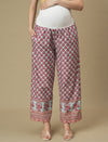 Maternity Cotton Angrakha Kurti with Wide-leg Pants Co-ord Set