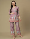 Maternity Cotton Angrakha Kurti with Wide-leg Pants Co-ord Set