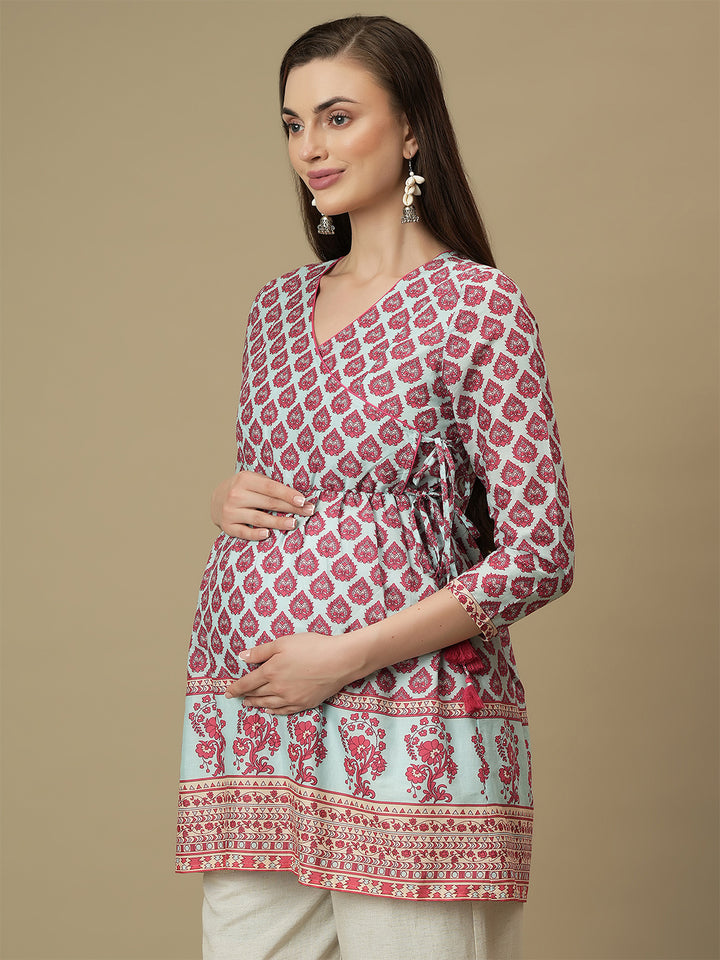 Maternity Cotton Angrakha Short Kurti Top