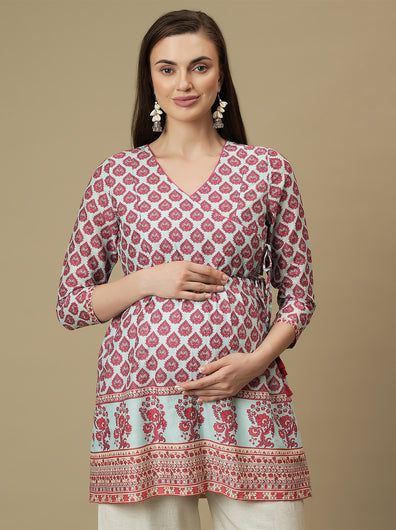 Maternity Cotton Angrakha Short Kurti Top
