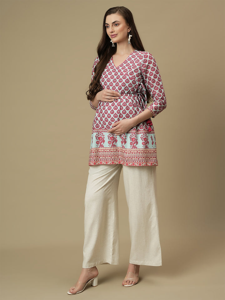 Maternity Cotton Angrakha Short Kurti Top