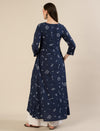 Maternity & Nursing Cotton Bandhani Navy Blue Anarkali Kurta