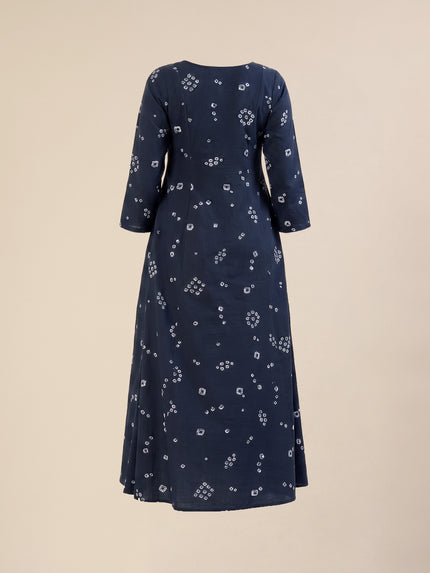 Maternity & Nursing Cotton Bandhani Navy Blue Anarkali Kurta