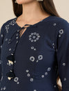 Maternity & Nursing Cotton Bandhani Navy Blue Anarkali Kurta