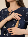 Maternity & Nursing Cotton Bandhani Navy Blue Anarkali Kurta