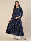 Maternity & Nursing Cotton Bandhani Navy Blue Anarkali Kurta
