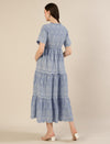 Maternity & Nursing Blue Embroidered Cotton Long Dress