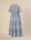 Maternity & Nursing Blue Embroidered Cotton Long Dress