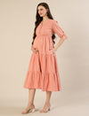 Maternity & Nursing Peach Eyelet Cotton Midi Dress