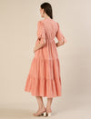 Maternity & Nursing Peach Eyelet Cotton Midi Dress