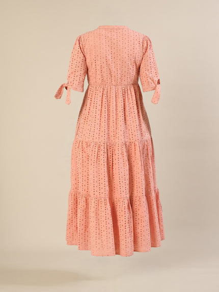 Maternity & Nursing Peach Eyelet Cotton Midi Dress