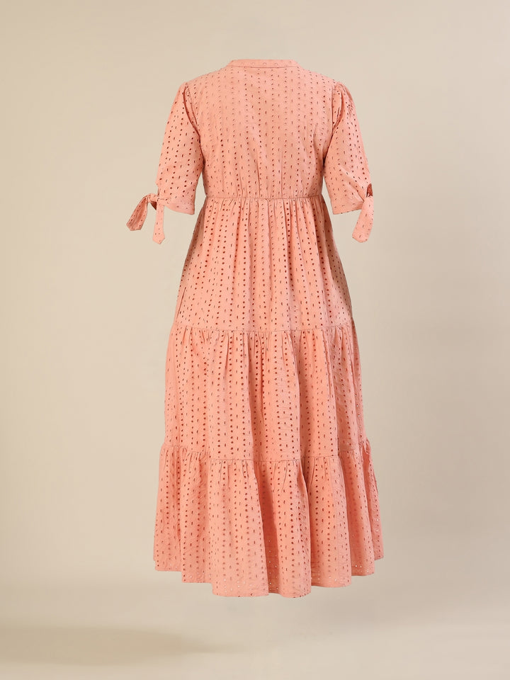 Maternity & Nursing Peach Eyelet Cotton Midi Dress