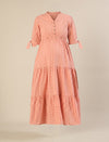 Maternity & Nursing Peach Eyelet Cotton Midi Dress