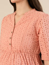 Maternity & Nursing Peach Eyelet Cotton Midi Dress
