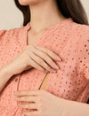 Maternity & Nursing Peach Eyelet Cotton Midi Dress