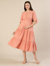 Maternity & Nursing Peach Eyelet Cotton Midi Dress