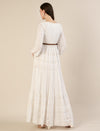 Maternity & Nursing White Schiffli Cotton Maxi Dress