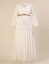 Maternity & Nursing White Schiffli Cotton Maxi Dress