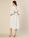 Maternity & Nursing White Cotton Schiffli Midi Dress