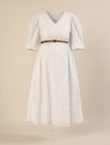 Maternity & Nursing White Cotton Schiffli Midi Dress