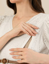 Maternity & Nursing White Cotton Schiffli Midi Dress
