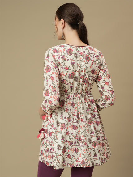 Maternity Cotton Floral Angrakha Kurti