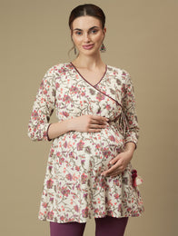 Maternity Cotton Floral Angrakha Kurti