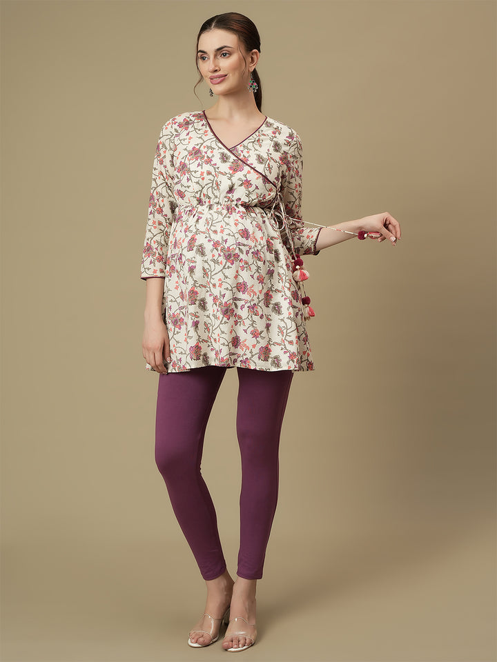 Maternity Cotton Floral Angrakha Kurti