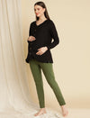 Maternity Cotton Formal Dress Pants- Green