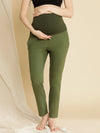 Maternity Cotton Formal Dress Pants- Green