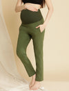 Maternity Cotton Formal Dress Pants- Green