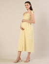 Maternity & Nursing Yellow Cotton Gingham Tie-Strap Midi Dress