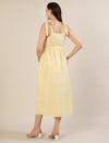 Maternity & Nursing Yellow Cotton Gingham Tie-Strap Midi Dress