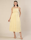 Maternity & Nursing Yellow Cotton Gingham Tie-Strap Midi Dress