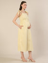 Maternity & Nursing Yellow Cotton Gingham Tie-Strap Midi Dress