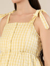 Maternity & Nursing Yellow Cotton Gingham Tie-Strap Midi Dress