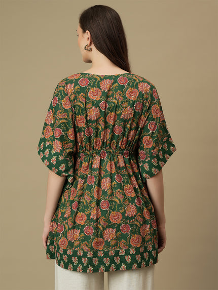 Maternity Cotton Green Kaftan Top