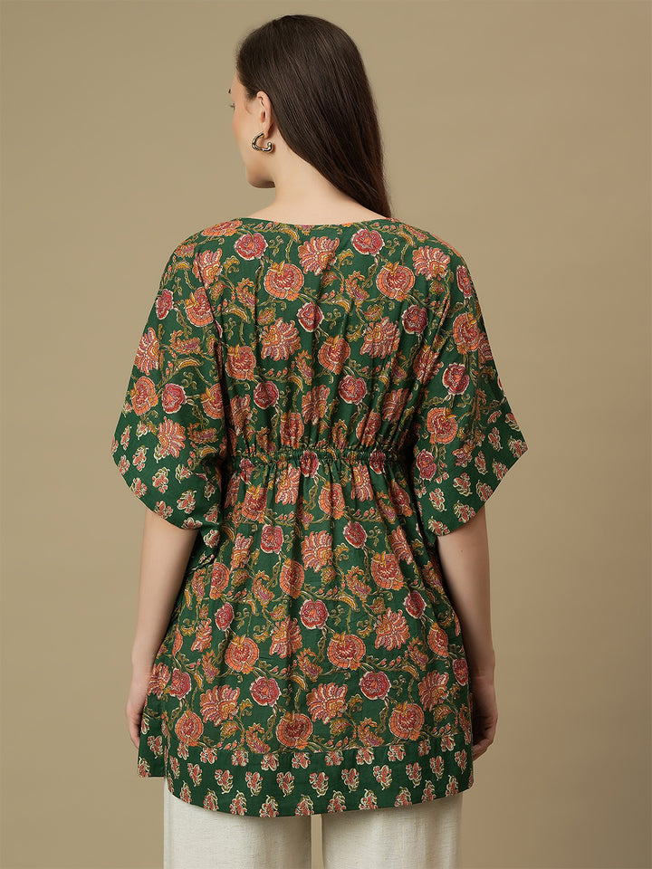 Maternity Cotton Green Kaftan Top