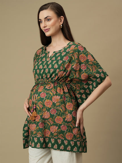 Maternity Cotton Green Kaftan Top