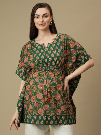 Maternity Cotton Green Kaftan Top