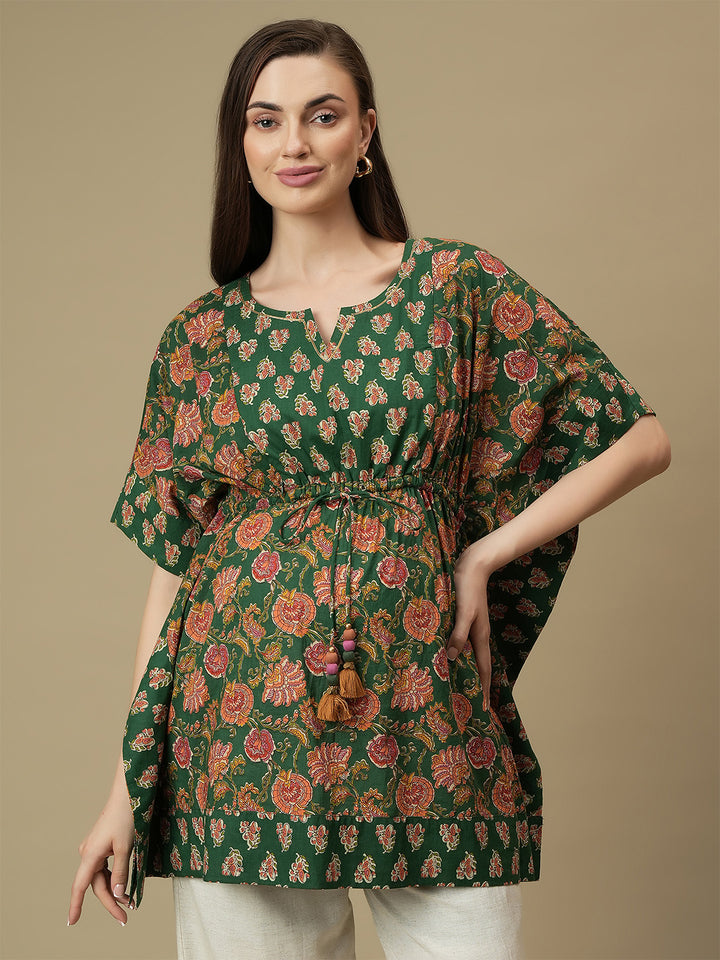 Maternity Cotton Green Kaftan Top