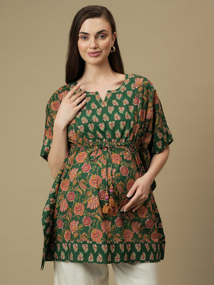 Maternity Cotton Green Kaftan Top